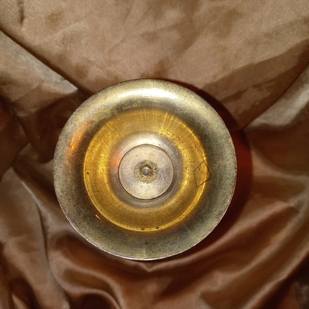 VINTAGE Brass with Red Accents Vase